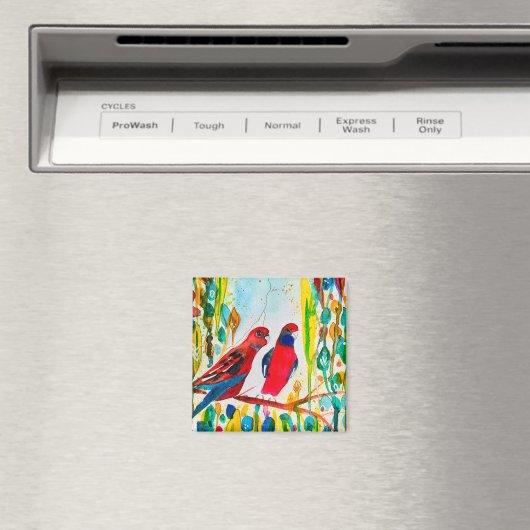 Rosella-Vögel in der Baumwasserfarbenkunst Magnet (In Situ (Geschirrspüler))