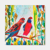 Rosella-Vögel in der Baumwasserfarbenkunst Magnet (Vorne)