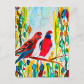 Rosella-Vögel in der Baumwasserfarbenkunst Postkarte (Vorderseite)