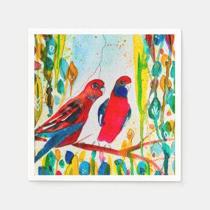 Rosella-Vögel in der Baumwasserfarbenkunst Serviette