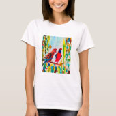 Rosella-Vögel in der Baumwasserfarbenkunst T-Shirt (Vorderseite)