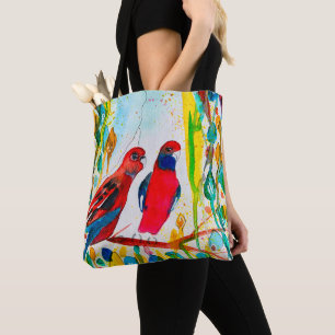 Rosella-Vögel in der Baumwasserfarbenkunst Tasche