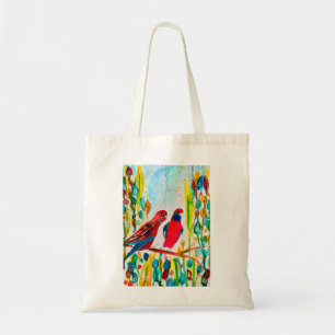 Rosella-Vögel in der Baumwasserfarbenkunst Tragetasche