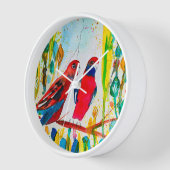 Rosella-Vögel in der Baumwasserfarbenkunst Uhr (Winkel)