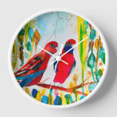 Rosella-Vögel in der Baumwasserfarbenkunst Uhr (Vorderseite)