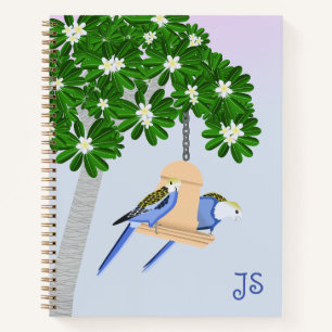Rosellas Monogram, niedliches Paar spielerische Pa Notizblock