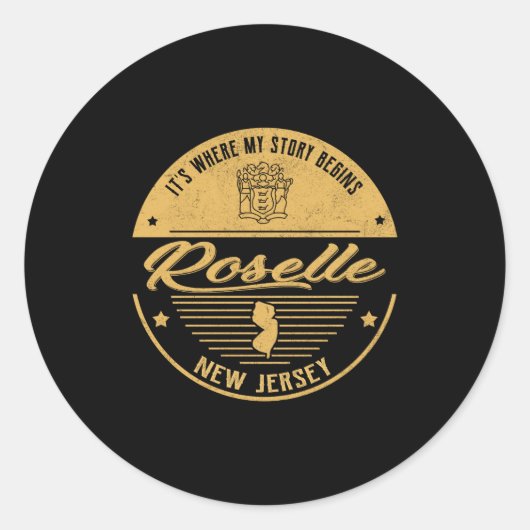 Roselle New Jersey Its Where My Story Begins Runder Aufkleber (Vorderseite)