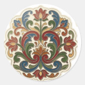 Rosemaling-Aufkleber Runder Aufkleber (Vorderseite)