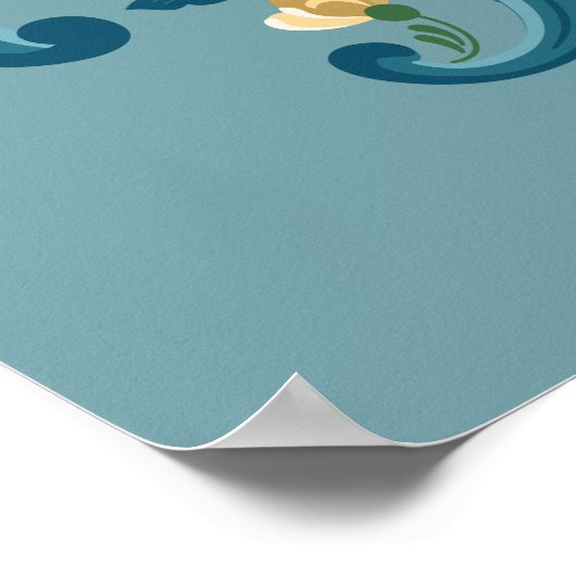 Rosemaling Blue und Gold Poster (Ecke)