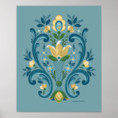 Rosemaling Blue und Gold Poster (Vorne)
