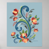 Rosemaling Blue und Red Poster (Vorne)