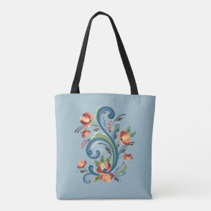 Rosemaling Blue und Red Tasche