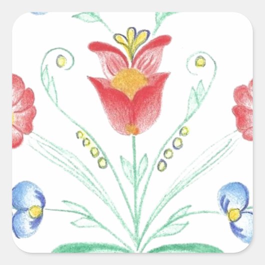Rosemaling by Neeter Quadratischer Aufkleber (Vorderseite)