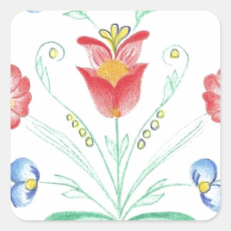 Rosemaling by Neeter Quadratischer Aufkleber