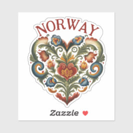 Rosemaling Folk Art Heart Sticker