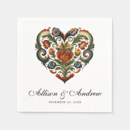 Rosemaling Heart | Norwegische Volkskunst Serviette
