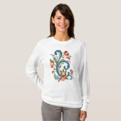 Rosemaling in Blue and Red T - Shirt (Vorne ganz)