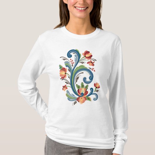 Rosemaling in Blue and Red T - Shirt (Vorderseite)