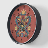 Rosemaling in Rot und Gold Uhr (Winkel)