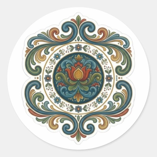 Rosemaling-Mandala-Aufkleber-Design Runder Aufkleber (Vorderseite)