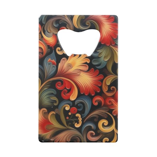 Rosemaling Modern 5 Geldbeutel Flaschenöffner (Vorderseite)