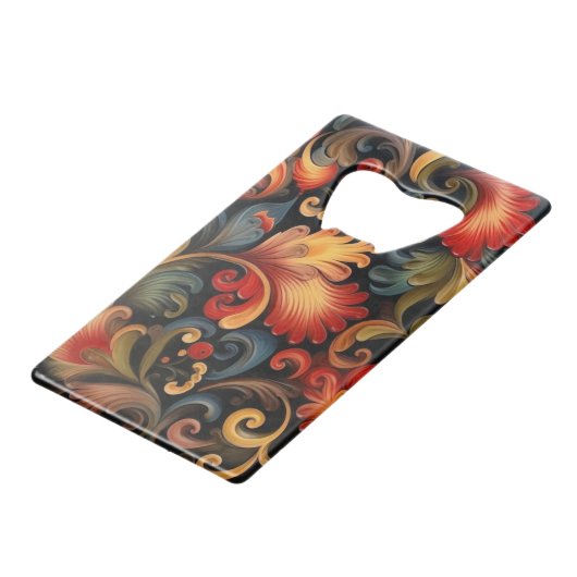 Rosemaling Modern 5 Geldbeutel Flaschenöffner (Vorderseite Schrägansicht)