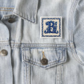 Rosemaling Monogram-Preußisch Blau Button (Beispiel)
