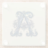 Rosemaling Monogram Preußisch Blau Glasuntersetzer (Rückseite)