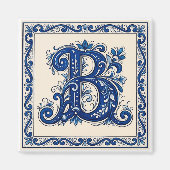 Rosemaling Monogram-Preußisch Blau Magnet (Vorne)