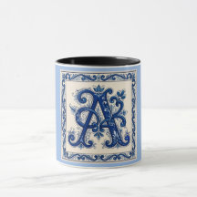 Rosemaling-Monogramm Preußischblau