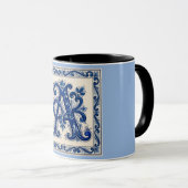 Rosemaling-Monogramm Preußischblau Tasse (VorderseiteRechts)
