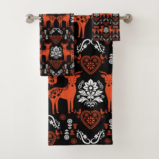 Rosemaling Norwegische Volkskunst Badhandtuch Set (Insitu)