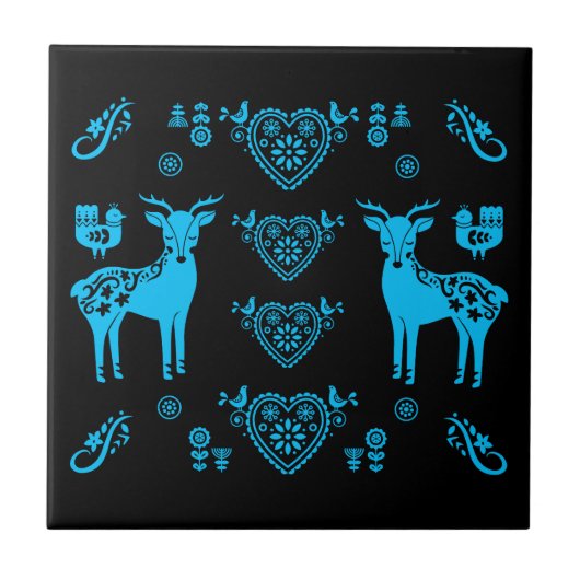 Rosemaling Norwegische Volkskunst Fliese (Vorderseite)