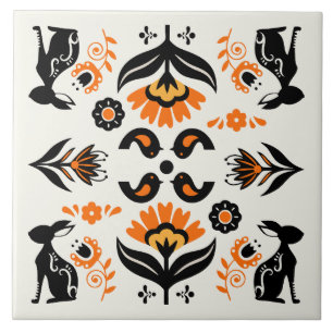 Rosemaling Norwegische Volkskunst Fliese
