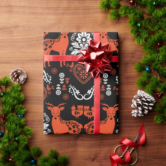 Rosemaling Norwegische Volkskunst Geschenkpapier (Feiertagsgeschenk)