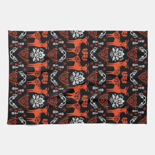 Rosemaling Norwegische Volkskunst Geschirrtuch (Horizontal)