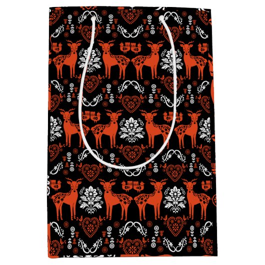 Rosemaling Norwegische Volkskunst Mittlere Geschenktüte (Vorderseite)