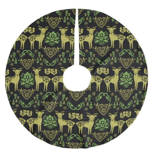 Rosemaling Norwegische Volkskunst Polyester Weihnachtsbaumdecke (Vorderseite)