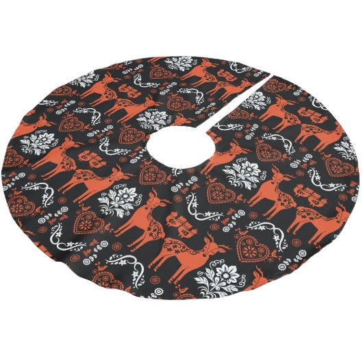 Rosemaling Norwegische Volkskunst Polyester Weihnachtsbaumdecke (Schrägansicht)