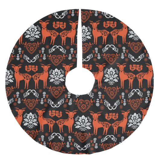 Rosemaling Norwegische Volkskunst Polyester Weihnachtsbaumdecke (Vorderseite)