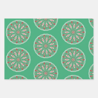 Rosemaling vintage ornaments mandala in teal geschenkpapier set