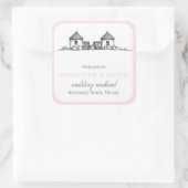 Rosemary Beach Welcome Label Quadratischer Aufkleber (Tasche)
