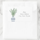 Rosemary & Blue Striped Vase Labels Rechteckiger Aufkleber (Tasche)