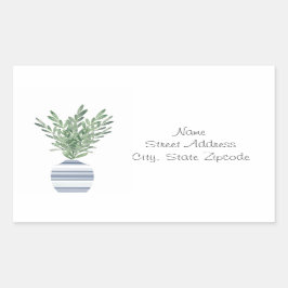 Rosemary & Blue Striped Vase Labels Rechteckiger Aufkleber