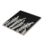 Rosemary Herb Blätter Branch Schwarz-weiß Fliese (Seite)