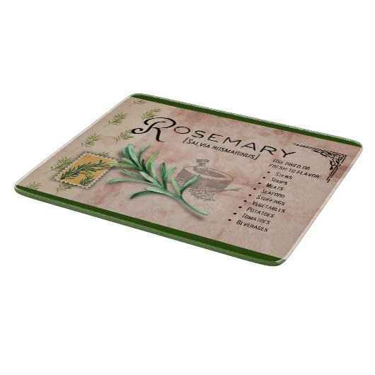 Rosemary Herb Botanical Info Small Cutting Board Schneidebrett (Ecke)
