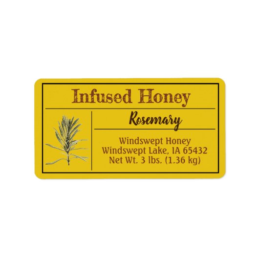 Rosemary Herb Infused Honey Jar Adressaufkleber (Vorne)