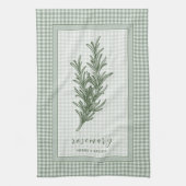 Rosemary Herb Kitchen Towel – Green Gingham Border Geschirrtuch (Vertikal)