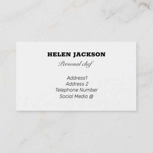 Rosemary Herbs Koch Business Card Visitenkarte (Rückseite)