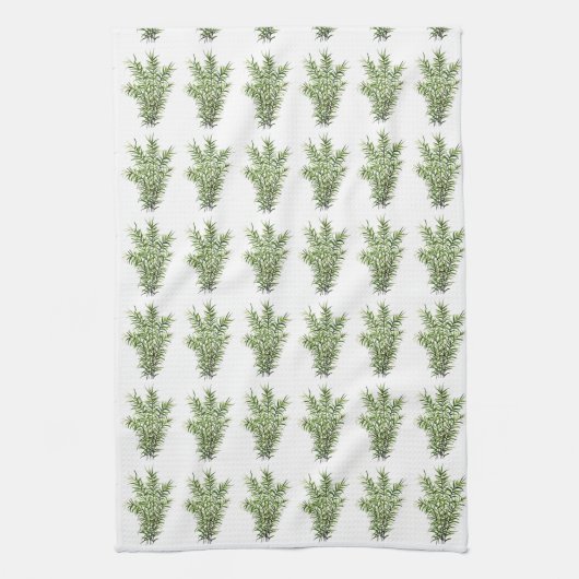 Rosemary Herbs Küche Kulinarisches Grün Rustikal Geschirrtuch (Vertikal)